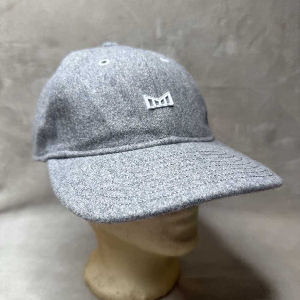 Melin Glory Days Hat Grey Wool w/Suede Leather Bill Adj. White Leather Strapback
